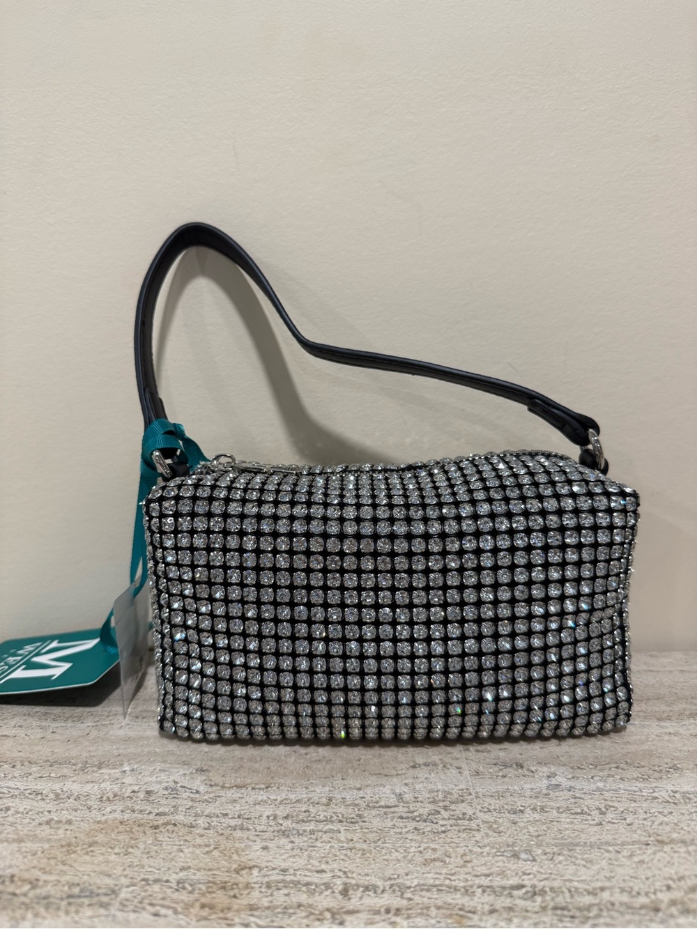 Montana West Silver Crystal Rhinestone Wristlet Clutch